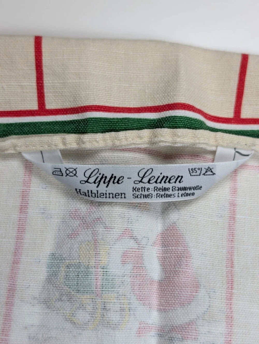 VTG Lippe-Leinen German Christmas Santa Tea Hand Towel Halbleinen Linen Blend